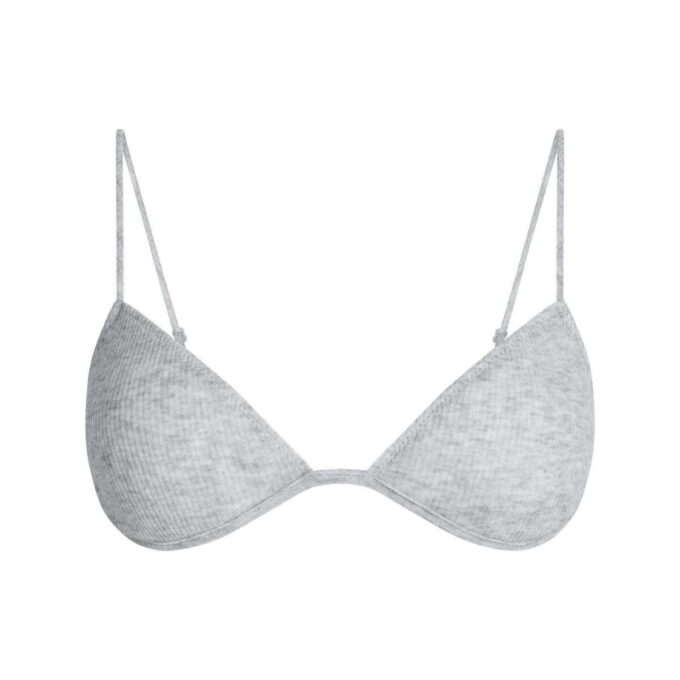 Transparenter, knapper Dreiecks-Bralette mit Rippen Transparenter, knapper Dreiecks-Bralette mit Rippen