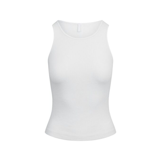 Transparenter Rippen-Tanktop mit Rundhalsausschnitt Transparenter Rippen-Tanktop mit Rundhalsausschnitt